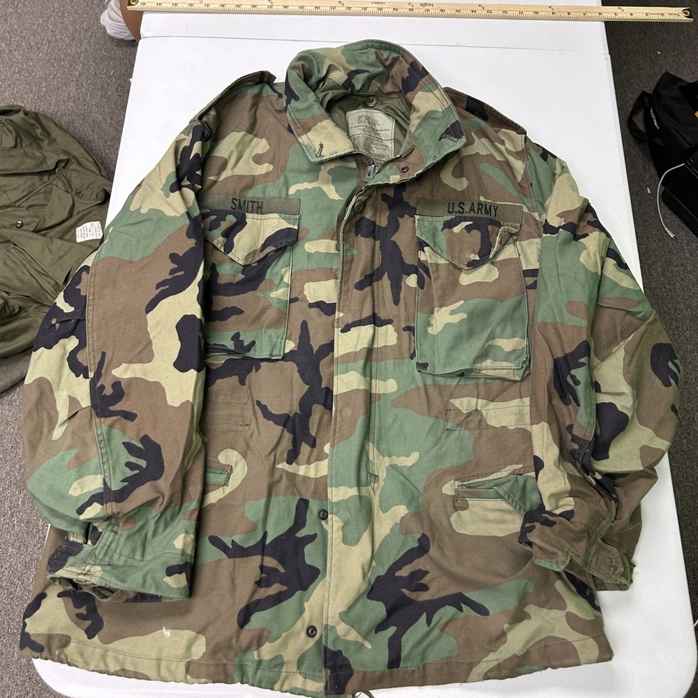 Golden Mfg Co M-65 Field Jacket Mens Large Green Woodland Camo US Army G2